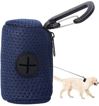 Dispensador de bolsas de basura para perros, accesorio de tela de malla, soporte para bolsas de basura para perros con cremallera, soporte de para bolsas de excrementos, excrementos colgantes