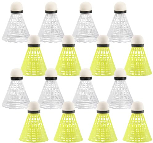 Xbessc Federbälle Badminton Bälle Nylon 16 Stück Gelb Weiß Federball
