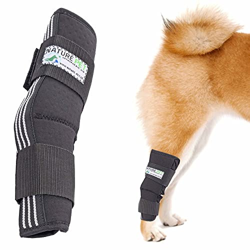 NATURE PET Bendaggio protettivo per l’articolazione tibio-tarsica con un angolo di 165° per i cani/bendaggio per l’articolazione tarsale del cane/bendaggio sostitutivo della fasciatura - Nero - XXL