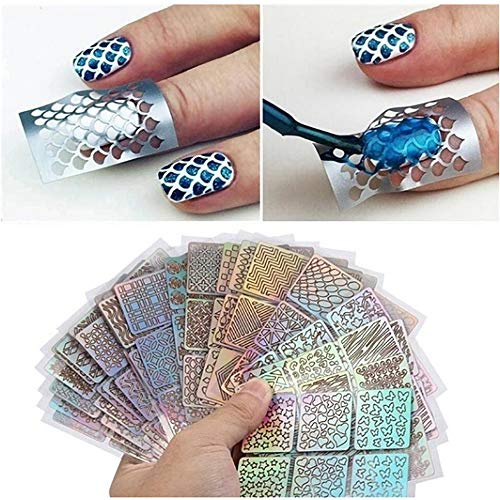 12 feuilles / 24 feuille Nail Art Pochoirs Nails Vinyles Autocollants Set Manucure Réutilisable Autocollants Estampage Modèle Nail Art Outils,24SheetNailArtStencils