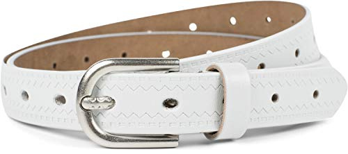 styleBREAKER Cintura da donna in pelle liscia con goffratura azteca a zig-zag e spina goffrata, accorciabile 03010110, dimensione:90cm, colore:Bianco