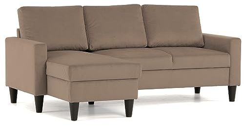 BUDWING Fox Sofá de Salón 3 Plazas - Chaise Longue Esquinero Reversible Izquierda o Derecha – Tapizado en Tela – Taupe