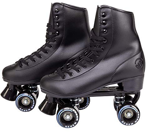 C SEVEN C7skates Quad Roller Skates | Retro Design (Black, Women's 8 / Men's 7)