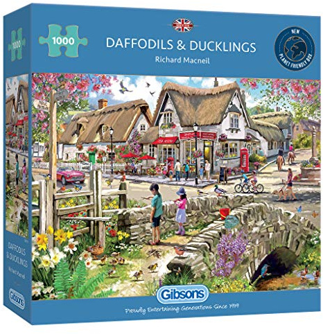 Narzissen & Entchen 1000 Teile Puzzle | Nachhaltiges Puzzle für Erwachsene | 100% recyceltes Premium-Karton | Tolles Geschenk für Erwachsene | Gibsons Games
