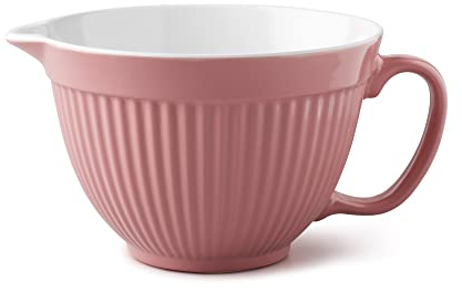 Zeal Mixing Bowl & Batter Jug, Kitchen Mixing Bowl for Baking & Cooking, Easy Pour Spout, Comfortable Handle & Non-Slip Base, Dishwasher Safe Melamine, Rose Pink