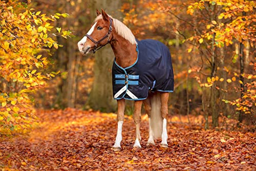 Horseware Irland Amigo Bravo 12 original ponny piltäcke (250 g medium), storlek: 48, färg: marinblå (turkos/aqua trim)
