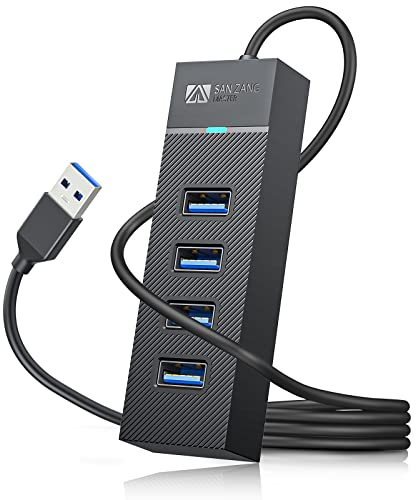 Hub USB, 4 porte USB 3.0 con cavo esteso da 100 cm, adattatore USB a 5 Gbps, cavo USB senza latenza, extra leggero, super veloce, adatto per MacBook Pro/Air, Surface Pro, Mobile HDD