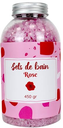 Sels de Bain Rose 450g - Relaxation Détente, Spa à la Maison, Soin Corps - Sels de Bain Relaxant Muscle Naturel, Bien Etre - Pour Adulte et Enfant - French Tendance