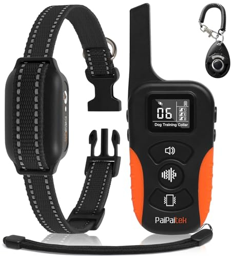 PaiPaitek No Shock Dog Training Collar with Remote 3300ft Range, Strong Vibrating Dog Collar Beep and Vibrate Only, Waterproof & Rechargeable Vibration Collar for Small Medium Large Dogs - No Prongs