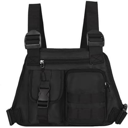 Sac de poitrine tactique Molle Chest Bag étanche réglable EDC avec plusieurs poches pour la course, la randonnée, le camping, le cyclisme, -, 32*4*23cm/12.6*1.6*9'', Classique