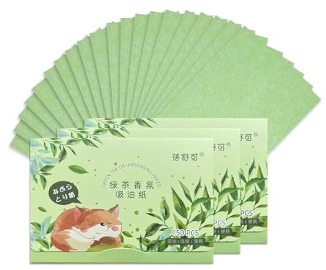 450 hojas papel secante, papel para controlar la grasa, hojas absorbentes de grasa naturales, Adecuadas para hombres y mujeres con piel Grasa,Verde
