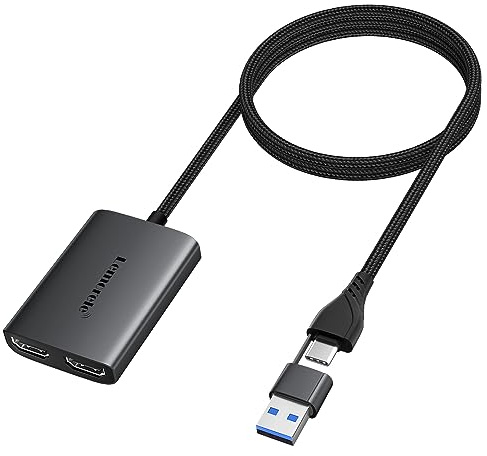 USB C till HDMI dubbel adapter, Lemorele Thunderbolt 3 till HDMI-omvandlare, lämplig för MacBook, Dell, HP, XPS 15, Surface GO, etc. (MacOS MST stöd)