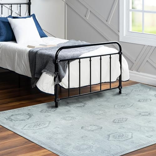 Türkischer Teppich, waschbar, Vintage, orientalisch, antik-inspiriert, traditionell, klein, modern, luxuriös, Eingangsbereich, Schlafzimmer, Badezimmer, Küche (394GG, 60 x 90 cm)