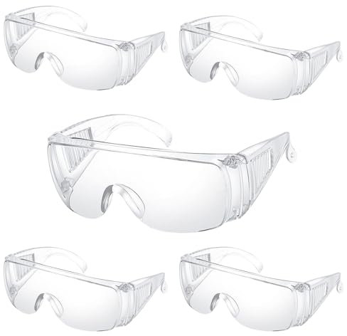 NLONLL 5Pcs Safety Glasses Eye Protection Glasses Work Goggles Safety Glass Over Glass-es with Clear Lenses Security Goggles Anti-Scratch/Anti Dust/Wind Protective Eyewear for Construction Laboratory
