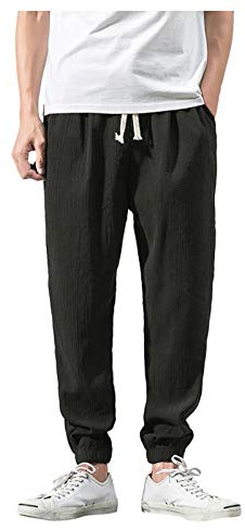Pantaloni Lino Uomo Baggy Harem Pantaloni Giapponesi per Il Tempo Libero Estivi n Cotone E Lino Casual Traspiranti Pantalone Elasticizzati Leggeri da Yoga Spiaggia
