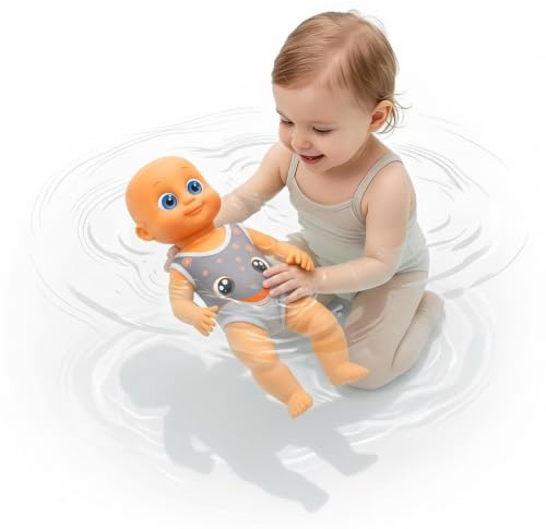Toyana Swimming Doll - 13 Inch, Lifelike Floating Baby Born Doll with Moving Arms & Legs Bath Tub & Pool Toy, Cute Removable Costume, Waterproof Swim Dolls for Bathtime Play Fun Gift Toy