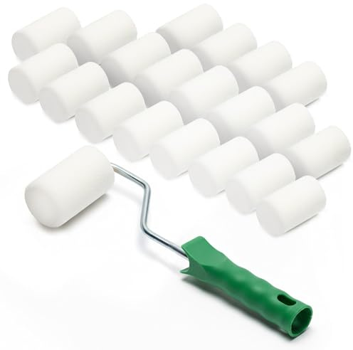 ToolSpace 20x Lackierwalze 5 cm mit Griff Superfein Schaumstoffrolle 50 kg/m³ Schaumstoff Dichte Lacke Lasur Acryl Lösungsmittelbeständig Nicht-Aggressive Malerrolle Lackrolle Feinarbeiten Türen Möbel