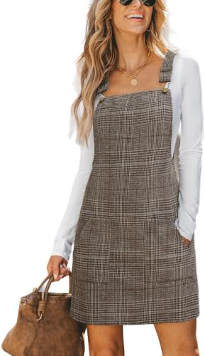 CUPSHE Robe salopette automnale en velours côtelé pour femme, style décontractée d’hiver à bretelles larges, col carré et poche poitrine, coupe trapèze | Texture côtelée veloutée, poche avant bavette, poches utilitaires, fermetures à boucle haute, tenues d'automne chaudes et