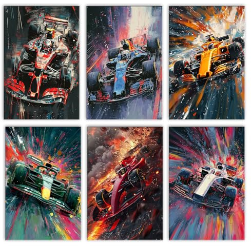 Walarky Graffiti Cars Drawing Paint by Number Adults Set of 6 High-Speed Racing Digital Oil Painting Frameless