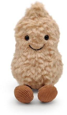 PHYNDR 1 PCS Peluche con forma de cacahuete, suave y flexible, de 15 cm,de felpa corta,relleno de algodón PP,smiling critters, con bonitas decoraciones,ideal para cumpleaños,aniversarios y Navidad.