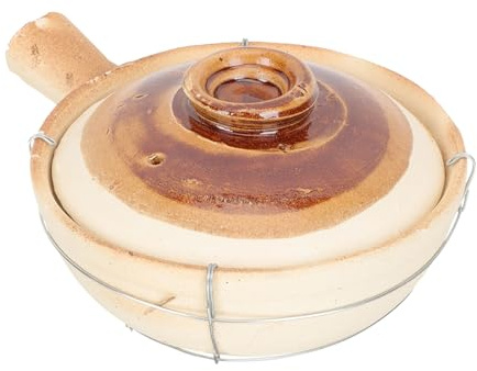 JEWEDECO Cacerola de Barro Cerámico 0,8l Mango Único Blanco Resistente al Calor para Guisar y Cocinar Arroz en Casa, Olla para Cocina y Restaurantes, Cazuela para Estofados y Guisos