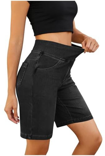 Genérico Pantalones Cortos Mujer Vaqueros,Jeans Short Deportivo de Cintura Alta para Mujer Pantalon Corto Elásticos Antirozaduras Hotpants Cortos para Yoga Gimnasio Ciclismo Deportes