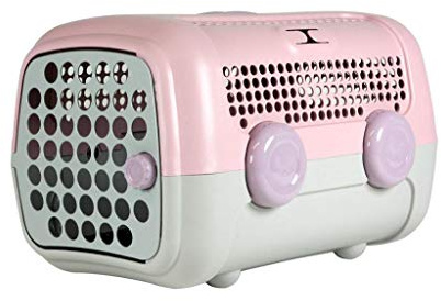 United Pets A.U.T.O. Pet Carrier/Transport Box, Pink and Grey, Carrier for small dogs and cats, Made in Italy, Hard Shell Carrier