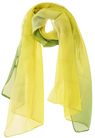 sourcing map Long Chiffon Poids léger Pente Couleur Écharpe Femmes Jaune Taille unique