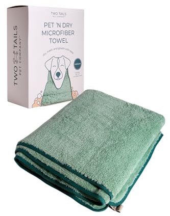 Two Tails Pet Company Pet N’ Dry Microfiber Bath Towel, Absorbent Dog Towels for Versatile Everyday Drying or Washing, Soft and Lightweight, Fast Drying, Grooming Dog Supplies, Size Medium