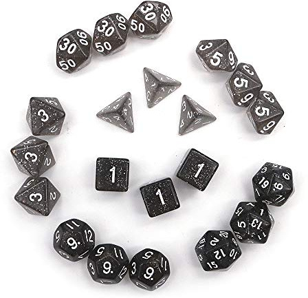 DollaTek Dadi poliedrici con Punto Glitter Set Giochi da Tavolo Dadi 3 Set Dadi 3 x 7 (21 Pezzi) Serie Die D20 D12 D10 D8 D6 D4 DND Rpg MTG Doppi Colori One Piece (Nero)