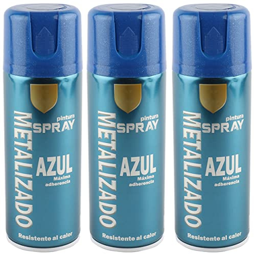 H HANSEL HOME Pintura Spray Azul Metalizado 400 Ml - Pack de 3 Unidades
