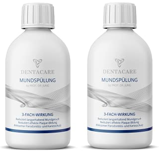 (2x 250ml) DENTACARE antibakterielle Mundspülung mit 3-fach Wirkung by PROF. DR. JUNG, reduziert langanhaltend Mundgeruch, reduziert effektiv Plaque-Bildung, effektiver Parodontitis- und Kariesschutz.