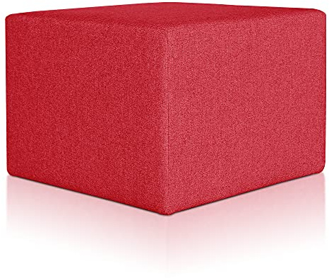 Deshome Pouf poggiapiedi 63x63x44 cm stoffa Idrorepellente: Pouf design moderno per divano soggiorno camera da letto, Puff poggiapiedi, Pouffe salotto Minerva (Rosso)