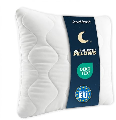 SuperKissen24. Cuscini Letto in Microfibra 40x40 cm con Imbottitura in Poliestere - Anallergico - Cuscino per Divano, per Salotto - Good Sleep Bianco
