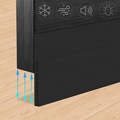 HIZH 7.6 cm x 100 cm Zugluftstopper, Türdichtung, Schwarz, Silikon, Schallschutz, Kälteschutz, Haustür Dichtung, Selbstklebend