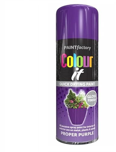 SuperGift.com Proper Purple Gloss All Purpose Aerosol Spray Paint 400ml Quick Drying Spray, Fast Dry and Excellent Coverage for Metal, Wood, Plastic and More by Diva Gift