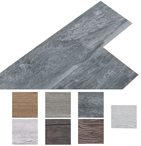 INMOZATA 36Pcs Self-Adhesive PVC Flooring Planks Floorboard Planks Waterproof Floor Stickers for Kitchen Bedroom Bathroom Home Floor Tile 91.5 X 15.2CM (Grey Wood Grain)