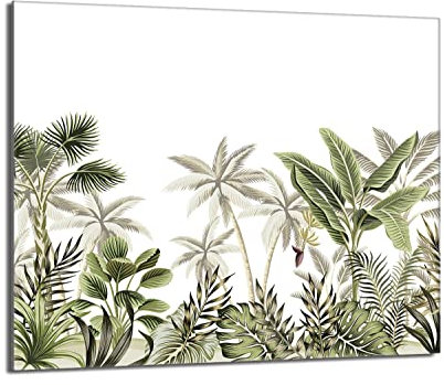 DarHaus Plaque de recouvrement, 60 x 52 cm, en verre, pour cuisinières électrique, à induction, convient comme décoration, protection anti-éclaboussures ou planche à découper, Feuilles Vert