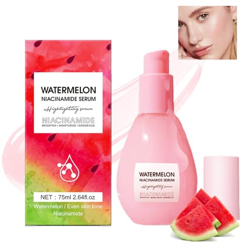 Watermelon Niacinamide Moisturize ,Moisturizing Facial Serum with Hyaluronic Acid Glycerin Vitamin E,Lightweight Hydrating Brightening Glow Recipe Dew Drops Face for Skin Care(60ml)