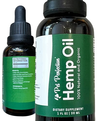 Pet Perfection® Hemp Oil for Dogs UK, Dog Calming, Anxiety Relief for Dogs, Cat Anxiety Relief, Natural, Organic, Non-GMO, Gluten-Free, Allergen-Free