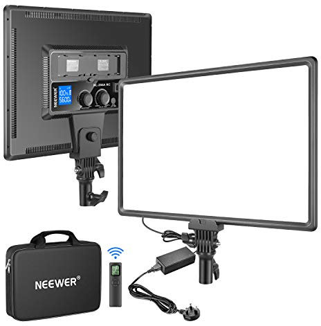 Neewer NL288 LED Video Panel Light with 2.4G Remote & Adapter, 45W 4800Lux 3200K-5600K CRI97+ Dimmable Bi Color Light Panel for Photography YouTube Live Stream Game Zoom Calls (Battery Not Included)