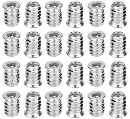 40 Pcs M6 Threaded Sleeve for Wood M6 Screw Nuts Sleeve Nut Wood Thread Insert Threaded Nut Inserts