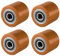 4 Stück Hubwagenrollen Polyurethan 80 x 70 mm, Achse 20 mm inkl Kugellager braun
