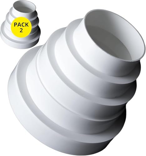 CONTROL GARDEN Pack x 2 Reductor Universal para Sistemas Ventilación Blanco - Acople Conector para Conductos Ventilación Diámetro Ø 80 100 120 125 150 mm - Reductor Tubo