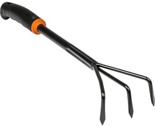 pokm toolsmarket Mini griffe de jardin à 3 dents, cultivateur manuel pour parterres et jardinières, petit râteau pour le jardinage avec poignée antidérapante