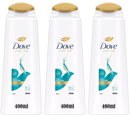 Dove Ultra Care Daily Moisture 2 in 1 Shampoo and Conditioner, 400ml, Pack of 3 | for Everyday Care