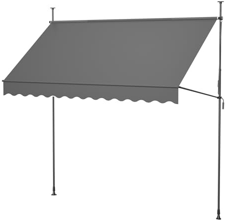 Thanaddo Klemmmarkise mit Handkurbel, 300cm Bereit, manuell höhenverstellbar Balkonmarkise ohne Bohren, UV Schutz Sonnenschutz wasserdicht für Outdoor, Terrasse, Balkon, Garten, Anthrazit
