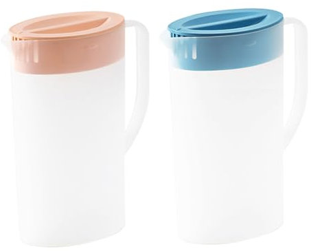 2 PCS Pichet en plastique avec couvercle résistant à la chaleur 2 litres avec un pichet à poignée portable avec un couvercle de capacité Drink réutilisable Water Carafe avec pour des boissons