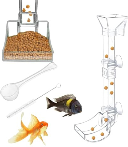 Kit de Tubo de alimentación de Pescado de Acuario | Tubo de alimentación Objetivo para camarones y Peces | Herramienta de alimentación de Largo Alcance para Mascotas acuáticas, Ideal para Alimentar a