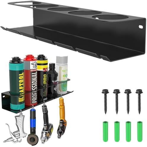 Ruaizel Porta lattine, porta bombolette spray, supporto per bomboletta spray, accessorio per utensili ad aria compressa per garage officina, spazio per 5 bombolette (1)